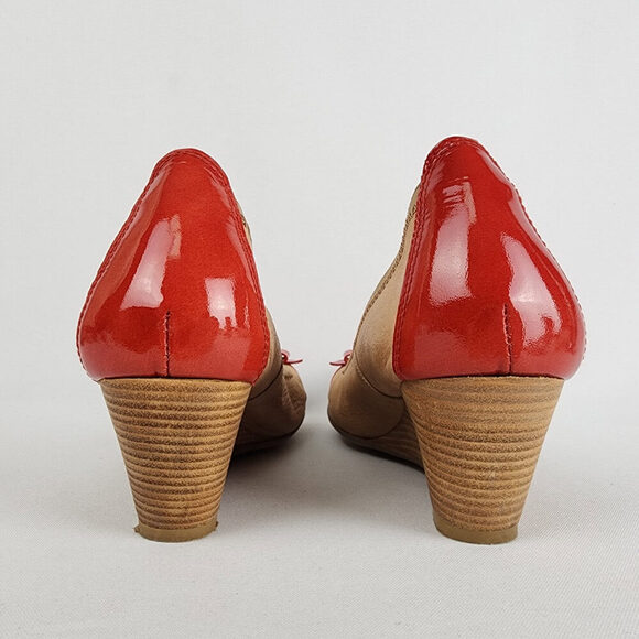 Hispanitas Brown & Red Leather Wedge Heel Shoes Size 9 - Picture 4 of 8